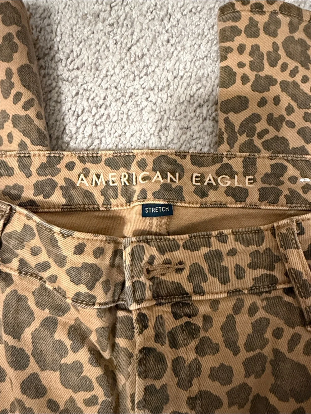 American Eagle Outfitters Leopard Print Stretch Jeans - Tan and Brown - Picture 3 of 7